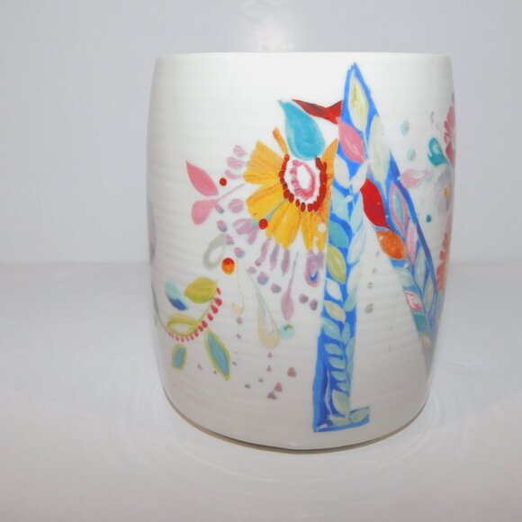 Set 2 Anthropologie Petal Palette Monogram mug Letter M Starla M Hoffman Coffee - Picture 5 of 8